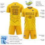 Personalized Gold Black Geometric Soccer Jersey Uniform with Sublimation Design Personalized Gold Black Geometric Shapes