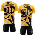Personalized Gold Black Geometric Soccer Jersey Uniform for Men and Women Personalized Gold Black Geometric Sublimation Soccer