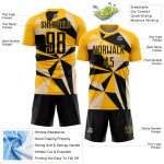Personalized Gold Black Geometric Soccer Jersey Uniform for Men and Women Personalized Gold Black Geometric Sublimation Soccer