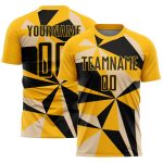 Personalized Gold Black Geometric Soccer Jersey Uniform for Men and Women Personalized Gold Black Geometric Sublimation Soccer