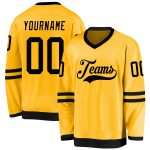 Customizable Gold Black Hockey Jersey - Personalized Sports Apparel Personalized Gold Black Hockey Jersey
