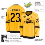 Customizable Gold Black Hockey Jersey - Personalized Sports Apparel Personalized Gold Black Hockey Jersey