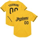 Personalized Gold Black Throwback Baseball Jersey - Custom Mesh Jersey for Men Personalized Gold Black Mesh Throwback Baseball