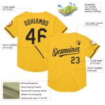 Personalized Gold Black Throwback Baseball Jersey - Custom Mesh Jersey for Men Personalized Gold Black Mesh Throwback Baseball