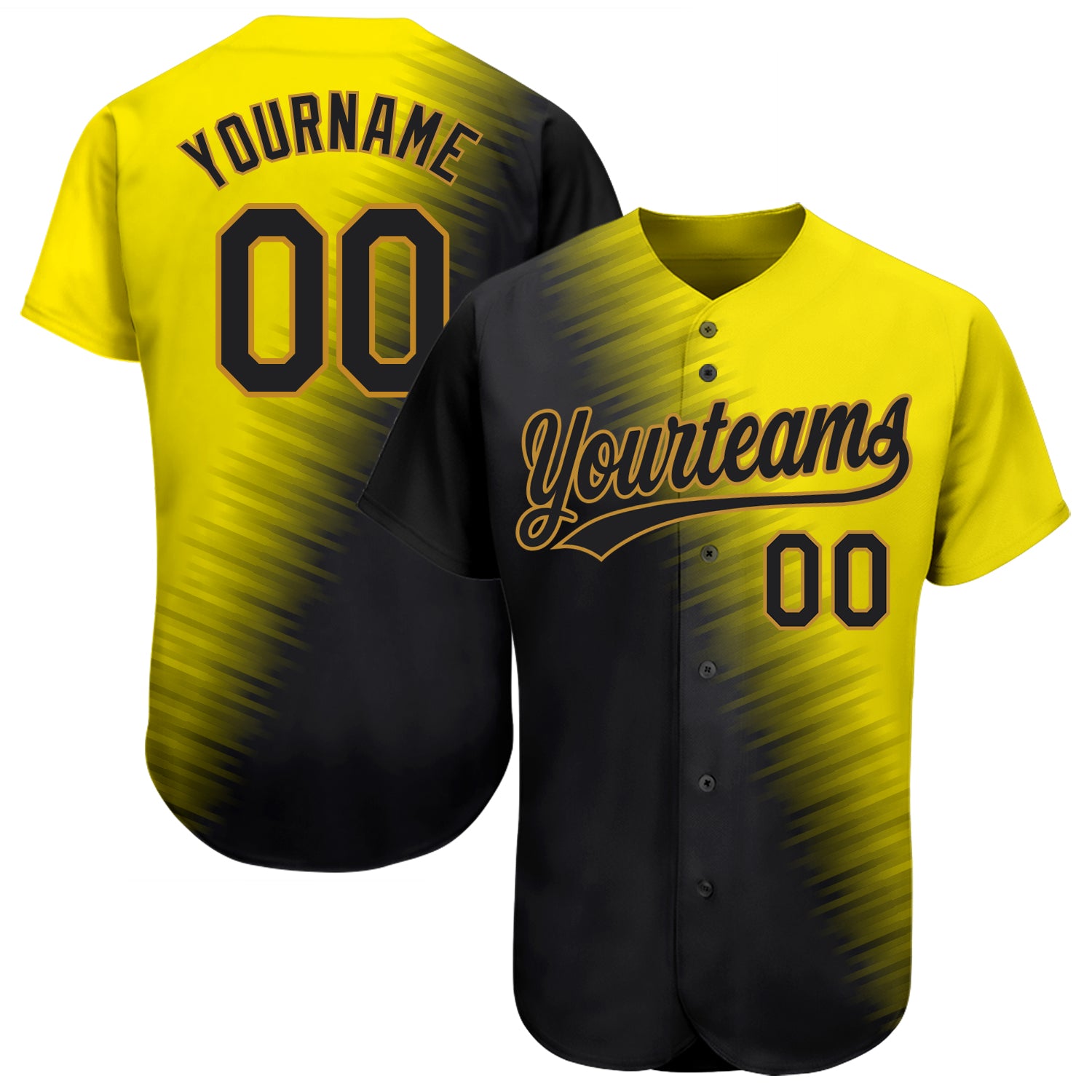 Customizable Gold Black 3D Baseball Jersey - Personalized Design, Unique Sports Apparel Personalized Gold Black-Old Gold