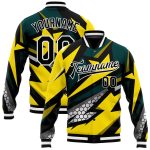 Personalized Gold Black Old Gold 3D Bomber Varsity Letterman Jacket Full-Snap Personalized Gold Black-Old Gold 3D Bomber