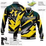 Custom Personalized Varsity Letterman Jacket - Gold Black 3D Pattern Bomber with Team Name and Number Personalized Gold Black-Old