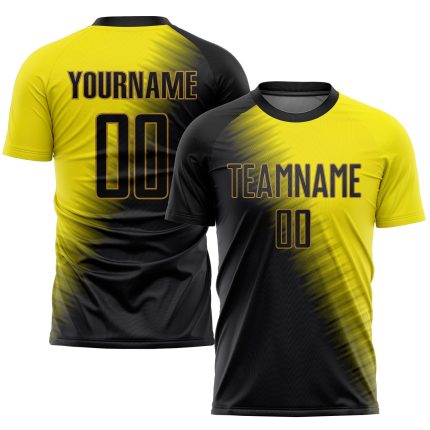 Personalized Gold Black Soccer Uniform Jersey - Customizable Sublimation Apparel Personalized Gold Black-Old Gold Sublimation