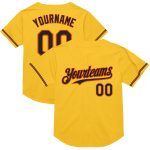 Personalized Gold Black Orange Throwback Baseball Jersey - Custom Mesh Design Personalized Gold Black-Orange Mesh Throwback