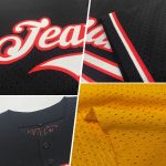 Personalized Gold Black Orange Throwback Baseball Jersey - Custom Mesh Design Personalized Gold Black-Orange Mesh Throwback