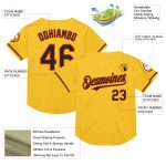 Personalized Gold Black Orange Throwback Baseball Jersey - Custom Mesh Design Personalized Gold Black-Orange Mesh Throwback