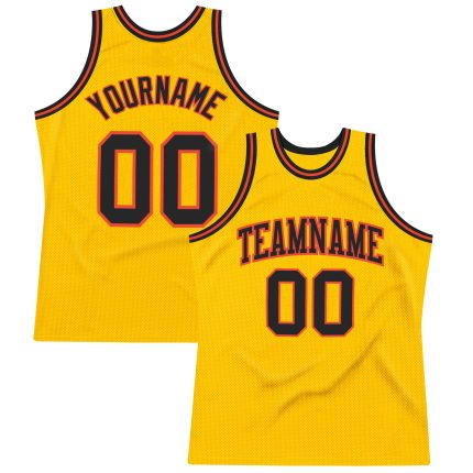 Personalized Gold Black Orange Throwback Basketball Jersey for Men Personalized Gold Black-Orange Throwback Basketball Jersey