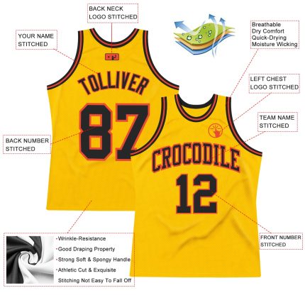 Personalized Gold Black Orange Throwback Basketball Jersey for Men Personalized Gold Black-Orange Throwback Basketball Jersey