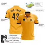 Personalized Gold and Black Performance Golf Polo Shirt for Men - Custom Name Option Personalized Gold Black Performance
