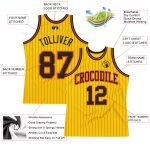 Custom Name Number Personalized Black Orange Gold Pinstripe Basketball Jersey - Authentic Team Jersey Personalized Gold Black