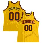 Personalized Gold and Black Basketball Jersey with Pinstripes in Black and Orange Personalized Gold Black Pinstripe Black-Orange