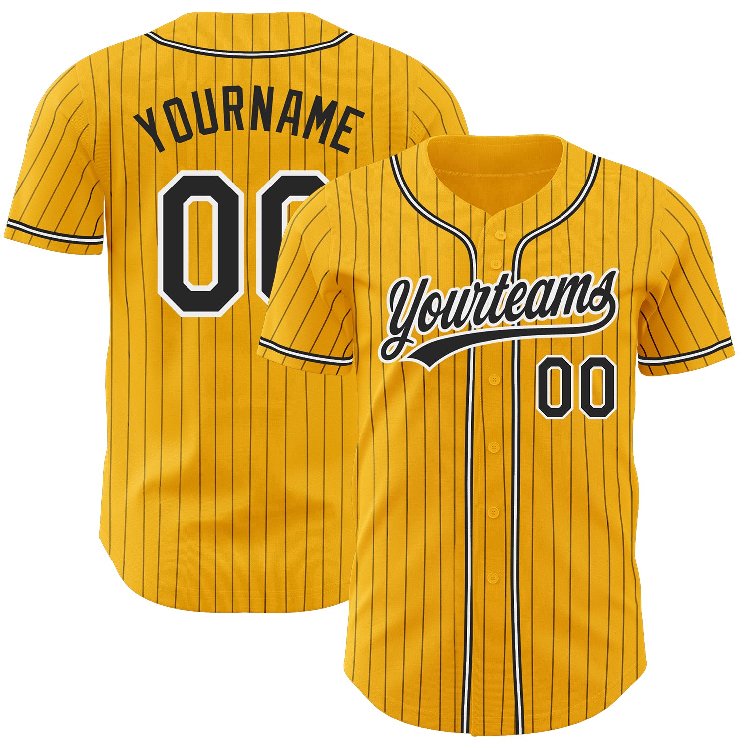 Custom Name and Number Baseball Jersey Personalized Gold Black Pinstripe Authentic Design - Team Gear Personalized Gold Black