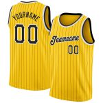 Custom Name Number Basketball Jersey - Personalized Gold Black Pinstripe Authentic Black-White Personalized Gold Black Pinstripe