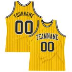 Personalized Gold Black Pinstripe Basketball Jersey for Men Women - Lightweight Sport Wear Personalized Gold Black Pinstripe