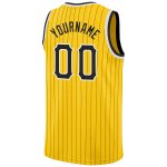 Personalized Black-White Basketball Jersey with Gold Pinstripes - Custom Sports Apparel Personalized Gold Black Pinstripe