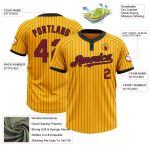Personalized Crimson Gold Black Pinstripe Two-Button Unisex Softball Jersey Personalized Gold Black Pinstripe Crimson Two-Button
