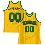 Custom Name Number Personalized Authentic Basketball Jersey Gold Black Pinstripe Kelly Green Personalized Gold Black Pinstripe