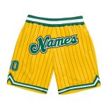 Personalized Black Gold Pinstripe Basketball Shorts in Kelly Green-White Personalized Gold Black Pinstripe Kelly Green-White
