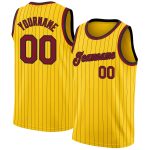 Custom Maroon Black Basketball Jersey with Personalized Name Number - Authentic Gold Black Pinstripe Team Jersey Personalized