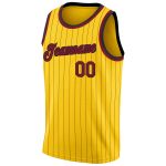 Custom Maroon Black Basketball Jersey with Personalized Name Number - Authentic Gold Black Pinstripe Team Jersey Personalized