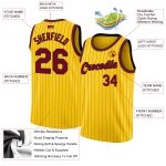 Custom Maroon Black Basketball Jersey with Personalized Name Number - Authentic Gold Black Pinstripe Team Jersey Personalized
