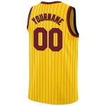 Custom Maroon-Black Basketball Jersey with Gold Black Pinstripe Design Personalized Gold Black Pinstripe Maroon-Black Basketball