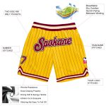 Custom Team Basketball Shorts with Name and Number - Personalized Gold Black Pinstripe Maroon-Cream Authentic Style Personalized