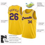 Customizable Gold Black Pinstripe Basketball Jersey - Purple White Color Design Personalized Gold Black Pinstripe Purple-White