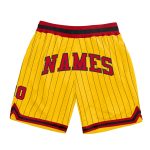 Personalized Gold Black Pinstripe Basketball Shorts - Red-Black Sportswear for Men Personalized Gold Black Pinstripe Red-Black