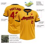 Personalized Unisex Softball Jersey - Gold Black Pinstripe Red Two-Button Design Personalized Gold Black Pinstripe Red Two-Button