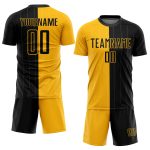 Custom Name Number Soccer Jersey Personalized Gold Black Pinstripe Fashion Sublimation Team Uniform Personalized Gold Black