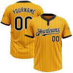 Custom Gold Black Pinstripe Softball Jersey for Men & Women - Two-Button Design, Soft and Comfortable Personalized Gold Black