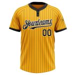 Custom Gold Black Pinstripe Softball Jersey for Men & Women - Two-Button Design, Soft and Comfortable Personalized Gold Black