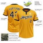 Custom Gold Black Pinstripe Softball Jersey for Men & Women - Two-Button Design, Soft and Comfortable Personalized Gold Black