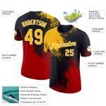 Personalized 3D Abstract Brush Stroke T-Shirt in Gold Black-Red - Performance Wear Personalized Gold Black-Red 3D Abstract