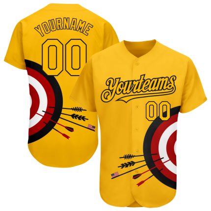 Personalized 3D Dart Board Target Gold Black-Red Baseball Jersey Personalized Gold Black-Red 3D Dart Board Target Baseball