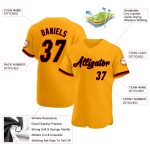 Personalized Gold Black Red Baseball Jersey for Men and Women, Custom Sports Apparel Personalized Gold Black-Red Baseball