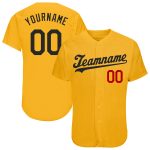 Personalized Gold Black Red Baseball Jersey Custom Name Number Sportswear Personalized Gold Black-Red Baseball Jersey