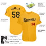 Personalized Gold Black Red Baseball Jersey Custom Name Number Sportswear Personalized Gold Black-Red Baseball Jersey