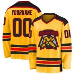 Personalized Gold Black Red Hockey Jersey - Custom Sports Apparel Personalized Gold Black-Red Hockey Jersey