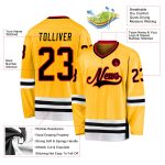 Custom Name Number Hockey Jersey - Personalized Black Red Gold Team Jersey Personalized Gold Black-Red Hockey Jersey Team