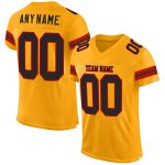 Custom Name Number Personalized Football Jersey Black Red Gold Mesh Authentic Personalized Gold Black-Red Mesh Authentic