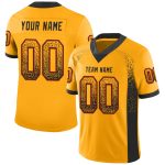 Custom Name Number Personalized Gold Black-Red Mesh Drift Fashion Football Jersey Personalized Gold Black-Red Mesh Drift