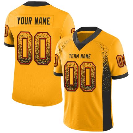 Personalized Gold Black Red Drift Fashion Football Jersey for Men Personalized Gold Black-Red Mesh Drift Fashion Football