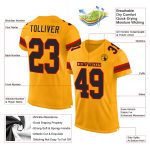 Custom Gold Black Red Football Jersey for Men and Women, Mesh Design Personalized Gold Black-Red Mesh Football Jersey